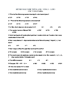 Đề thi Violympic Tiếng anh lớp 3 vòng 3